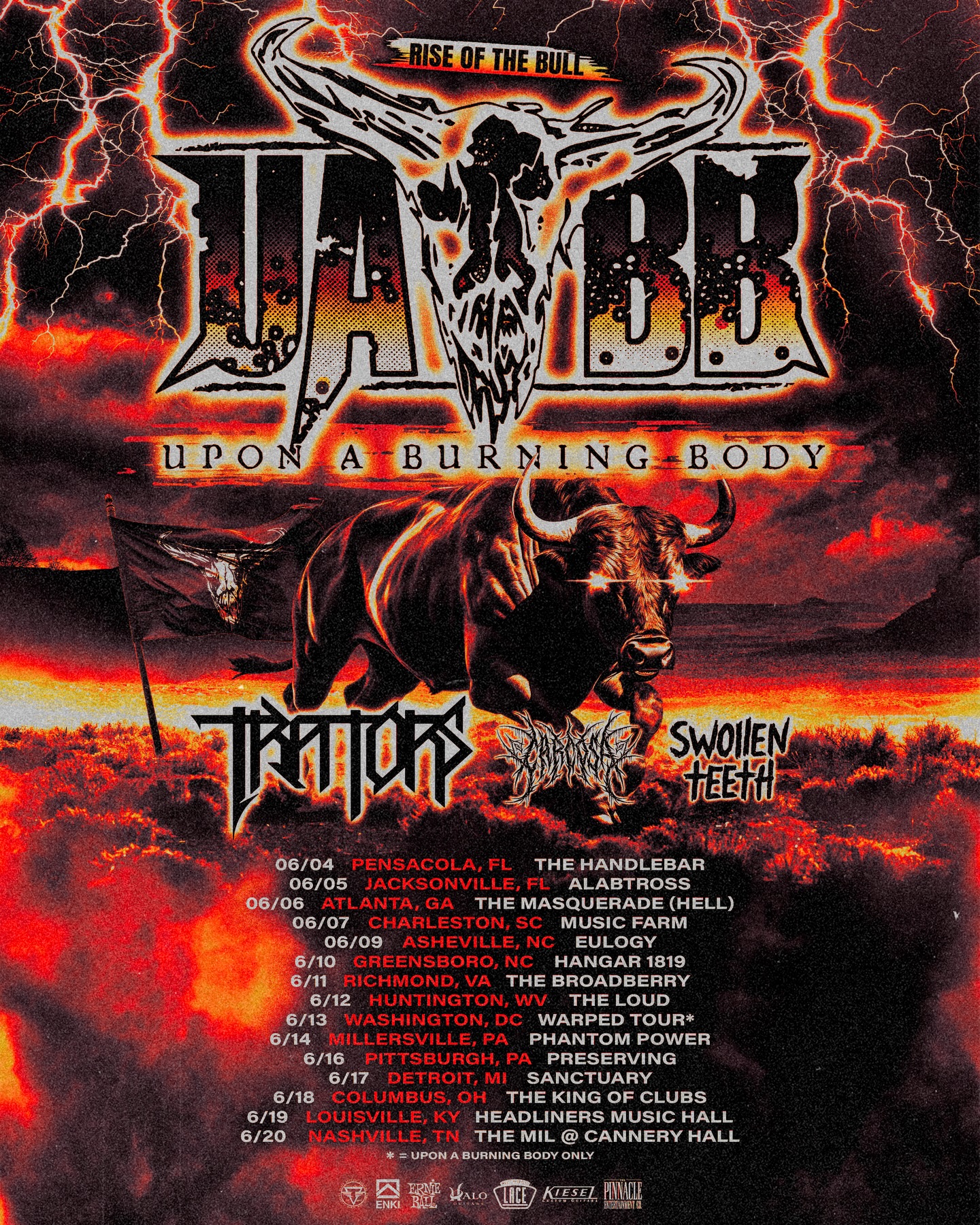 Upon A Burning Body Rise of the Bull Tour Poster 2026